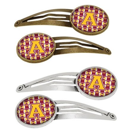 CAROLINES TREASURES Letter A Football Maroon and Gold Barrettes Hair Clips, Set of 4, 4PK CJ1081-AHCS4